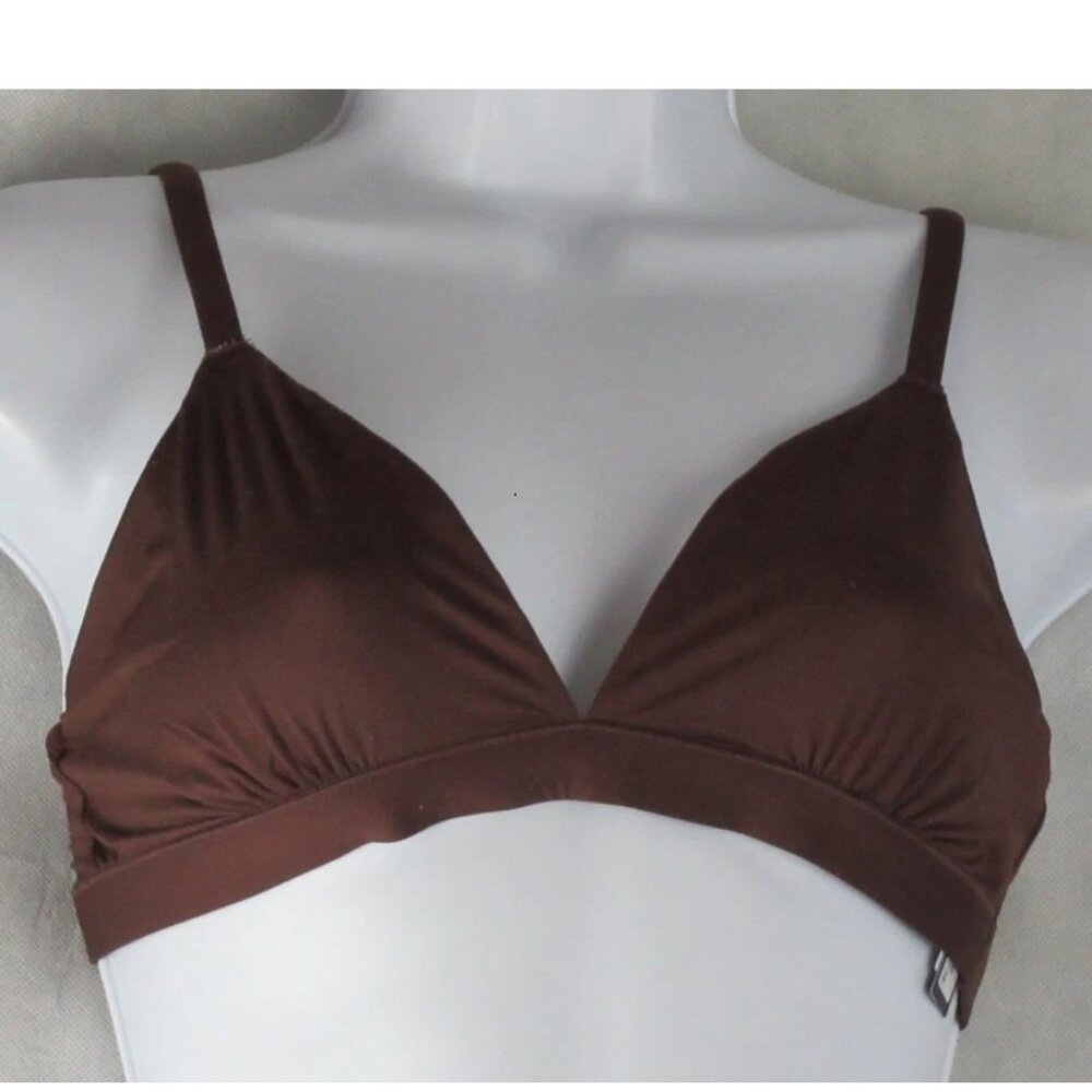 Gap Body Women's Super Stretch Triangle Pullover Bralette, Dark Brown, Large